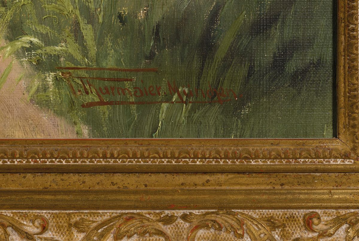 Detail a: F. Thurmaier München, 1. Hälfte 20. Jh., Heuernte im Vorgebirge, Öl/Lwd, rechts unten signiert, ca. 60x80cm, R. ca. 74x94cm