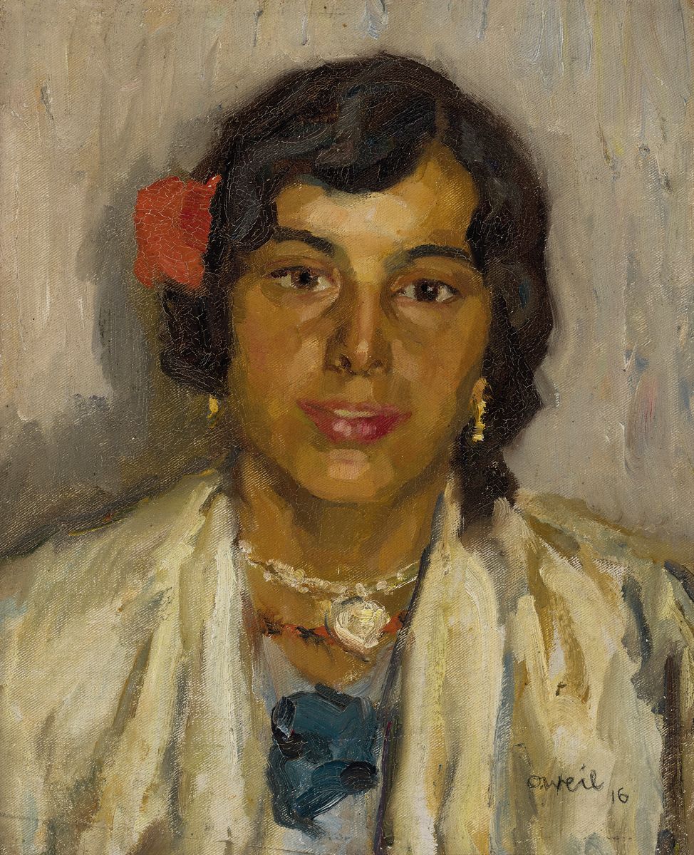 Otto Weil, 1884 Friedrichstal-1929 Saarbrücken, Porträt einer jungen Frau, Öl/Lwd, rechts unten signiert und dat. 16, ca. 43x35cm, R. ca. 54x46cm