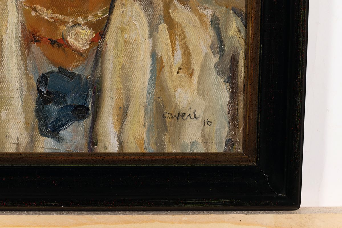 Detail a: Otto Weil, 1884 Friedrichstal-1929 Saarbrücken, Porträt einer jungen Frau, Öl/Lwd, rechts unten signiert und dat. 16, ca. 43x35cm, R. ca. 54x46cm