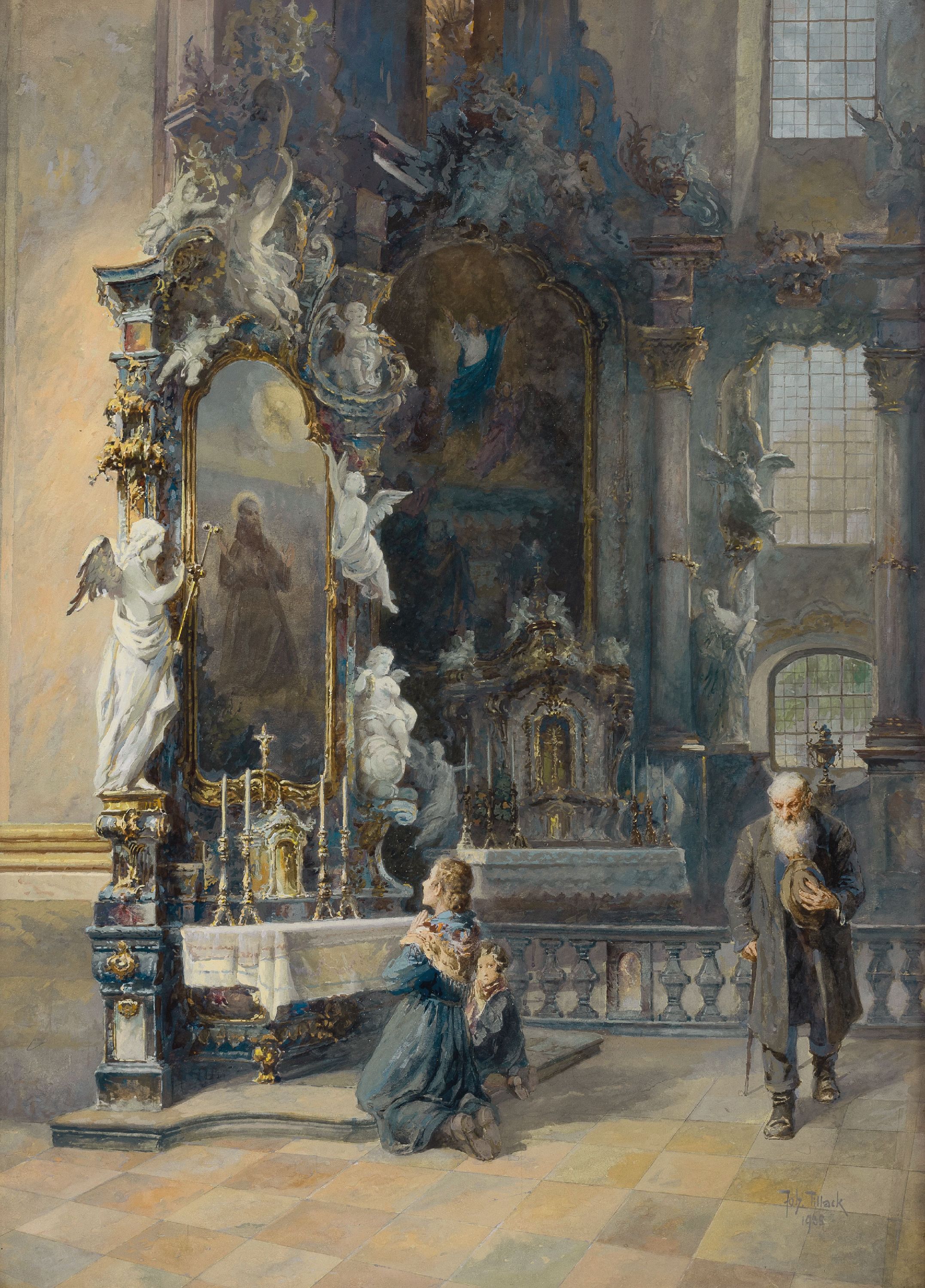 Image 26555581 - Johann Adolf Tillack, geb. 1861 Templin/Uckermark, Innenansicht der Wallfahrtskirche ...