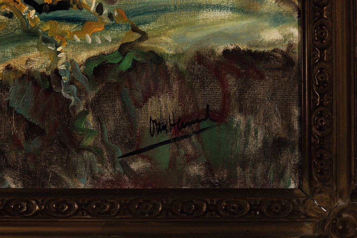 Detail a: Otto Hamel, 1866 Erfurt-1950 Lohr, Studium in Erfurt, Berlin und an der Academie Julian in Paris bei Constant, Fleury und Lefebre, hier: ...