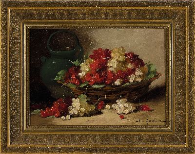 26555502k - Jules Claude Gautier, französischer Maler des 19. Jh., Stillleben mit roten und weißen ...
