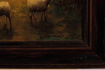26555580a - F. Dinksen o.ä., Maler des 20. Jh., Schäfer mit seiner Herde auf dem Weg zum Stall, ...