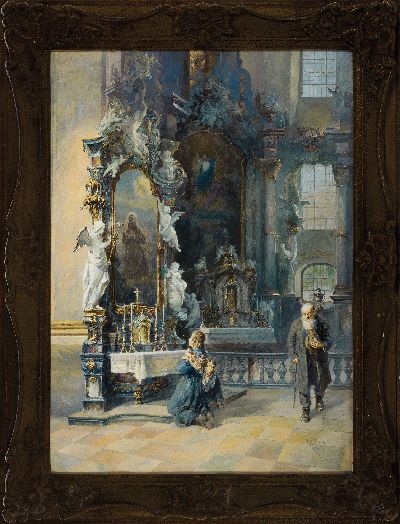 26555581k - Johann Adolf Tillack, geb. 1861 Templin/Uckermark, Innenansicht der Wallfahrtskirche ...