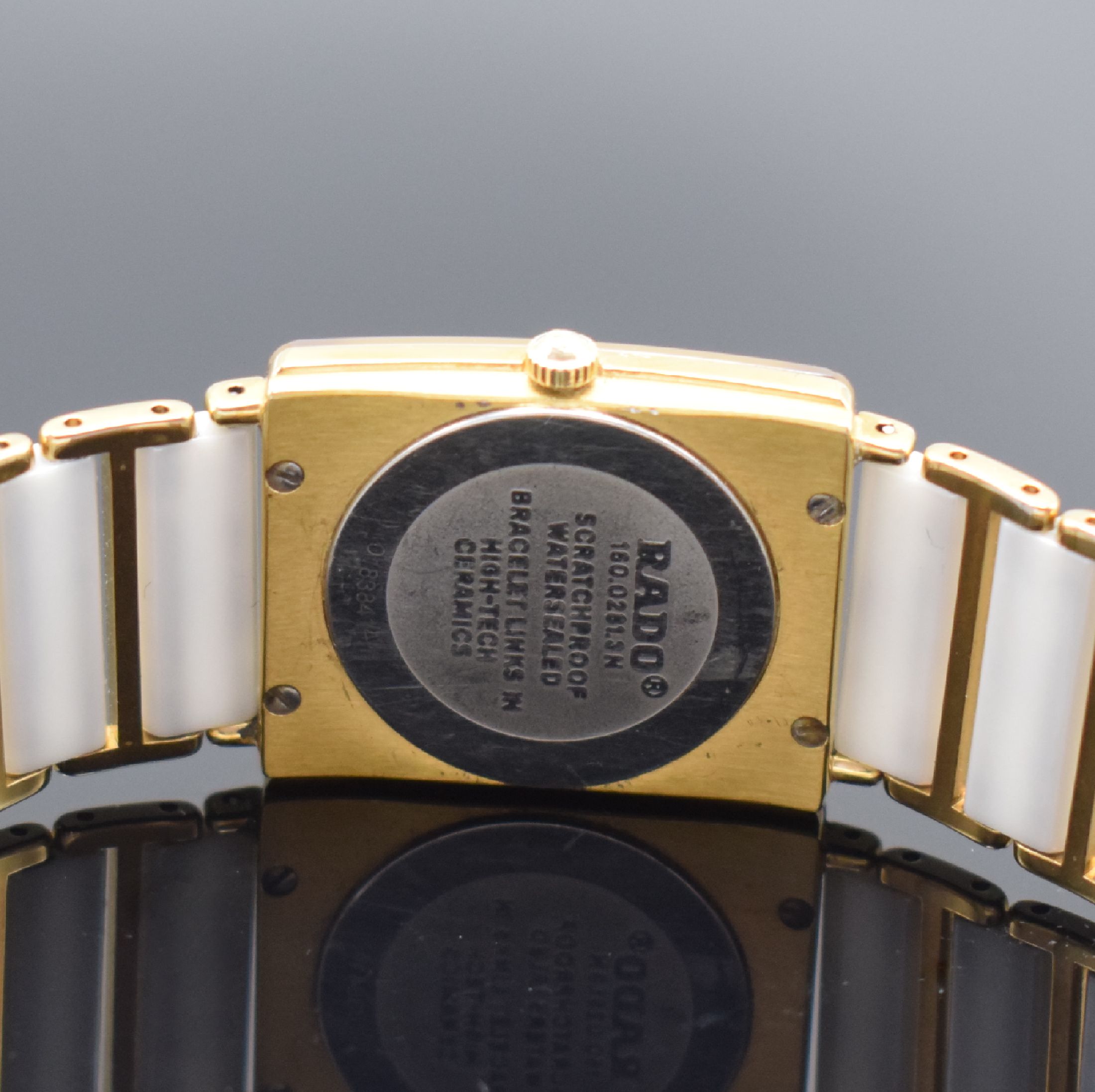 Detail c: RADO Armbanduhr Serie Diastar Referenz 160.0281.3N, Schweiz um 1995, verg. Geh. mit kratzfestem Glas, Stahlboden aufgedr., Keramikband mit verg. ...