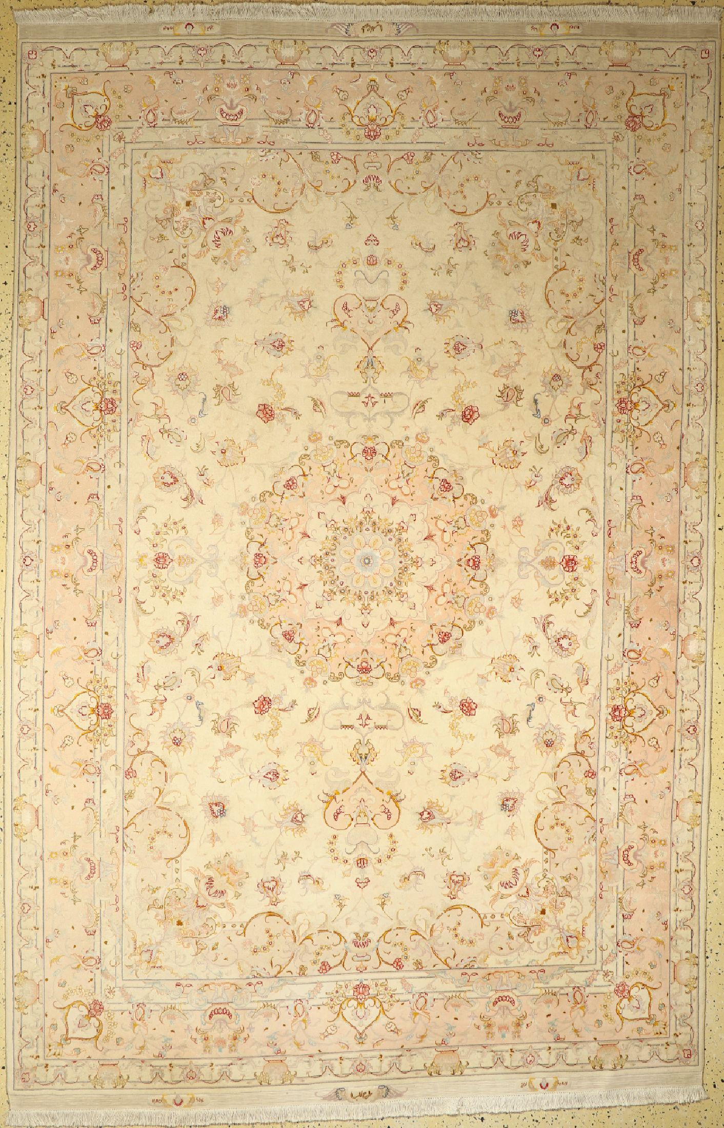 Täbriz fein(50 Raj), Persien, ca. 50 Jahre,Korkwolle mit Seide, ca. 312 x 204 cm, EHZ: 1-2