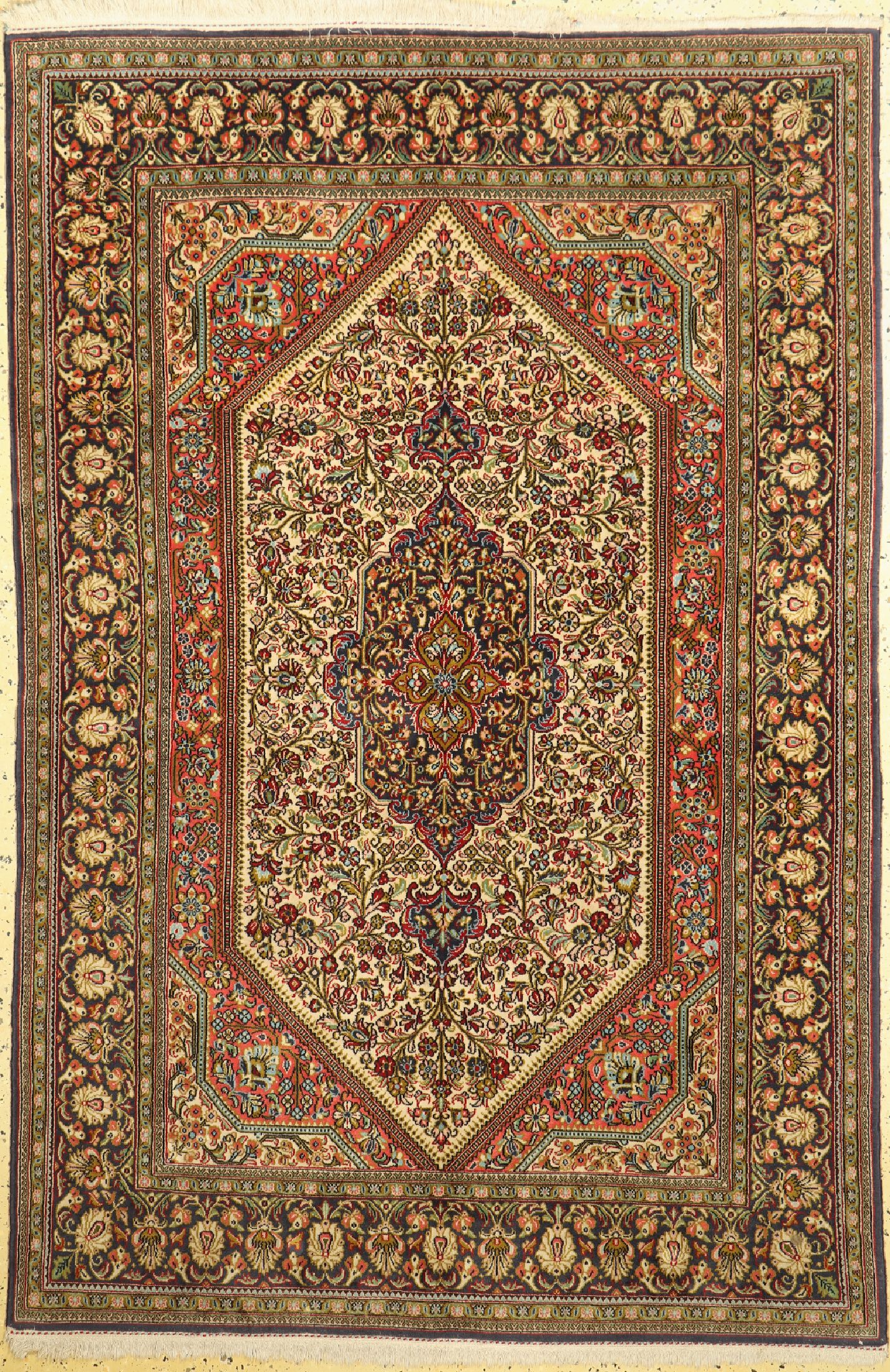 Ghom Kork, Persien, ca. 50 Jahre, Korkwolleauf Baumwolle, ca. 210 x 140 cm, EHZ: 1-2