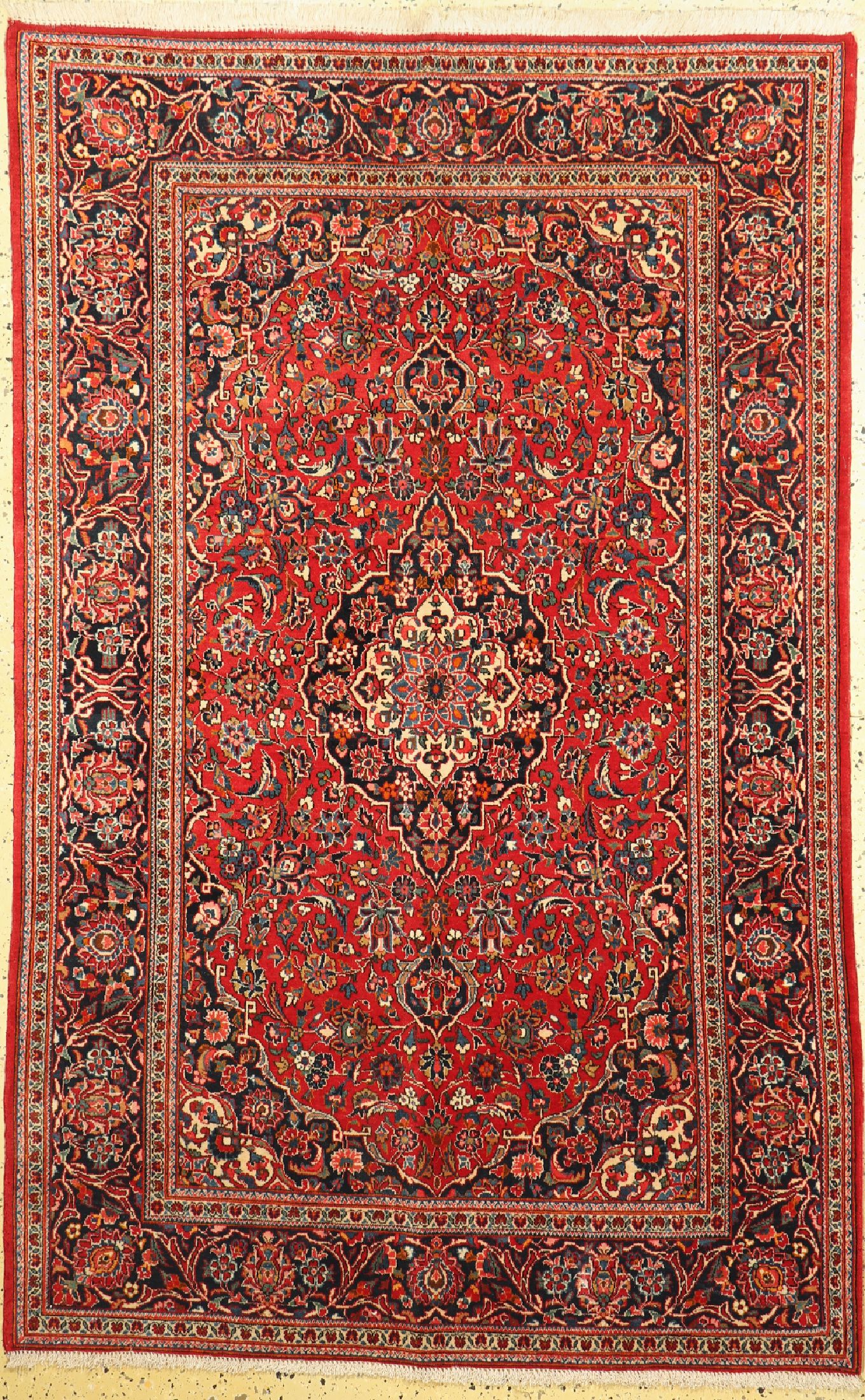 Keschan Kork, Persien, um 1960, Korkwolle auf Baumwolle, ca. 206 x 130 cm, EHZ: 2, Mottenfraß, gereinigt