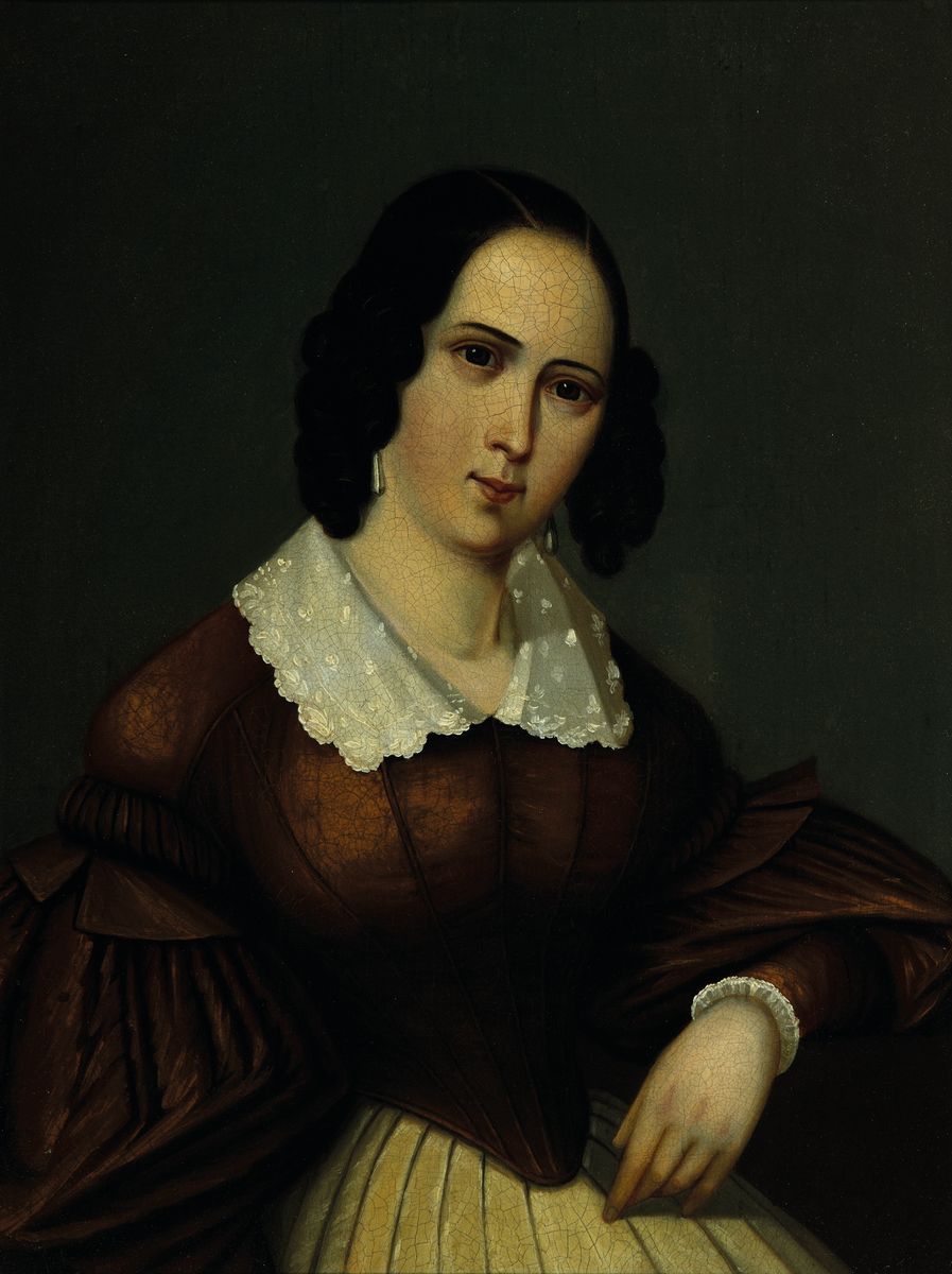 Unbekannter Künstler des Biedermeier, um 1840, Porträt einer jungen Frau, Öl/Lwd, rest., doubl., ca. 38x32cm, R. ca. 48x40cm