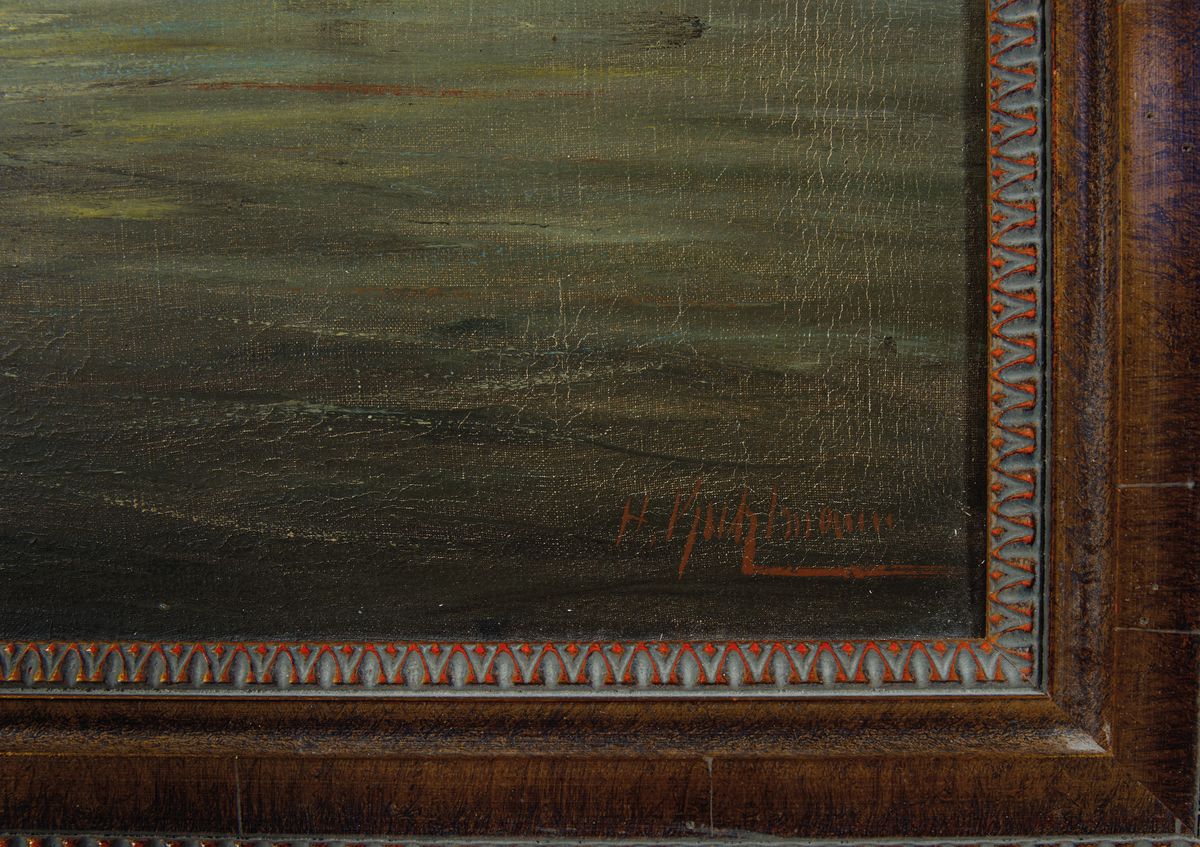 Detail a: Herbert Kuhlmann, geb. 1936 Hamburg, Fischerboote auf ruhiger See in einer Vollmondnacht, ÖL/Lwd, rechts unten signiert, ca. 45x68cm, R. ca. 58x81cm