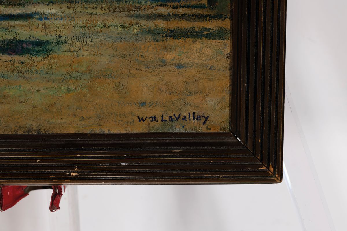 Detail a: William LaValley (wohl), 1862 Rouses Point/New York-1943 Rutland/Vermont, studierter Kunstmaler, Obstplantage, Baumreihe reich behängt mit ...