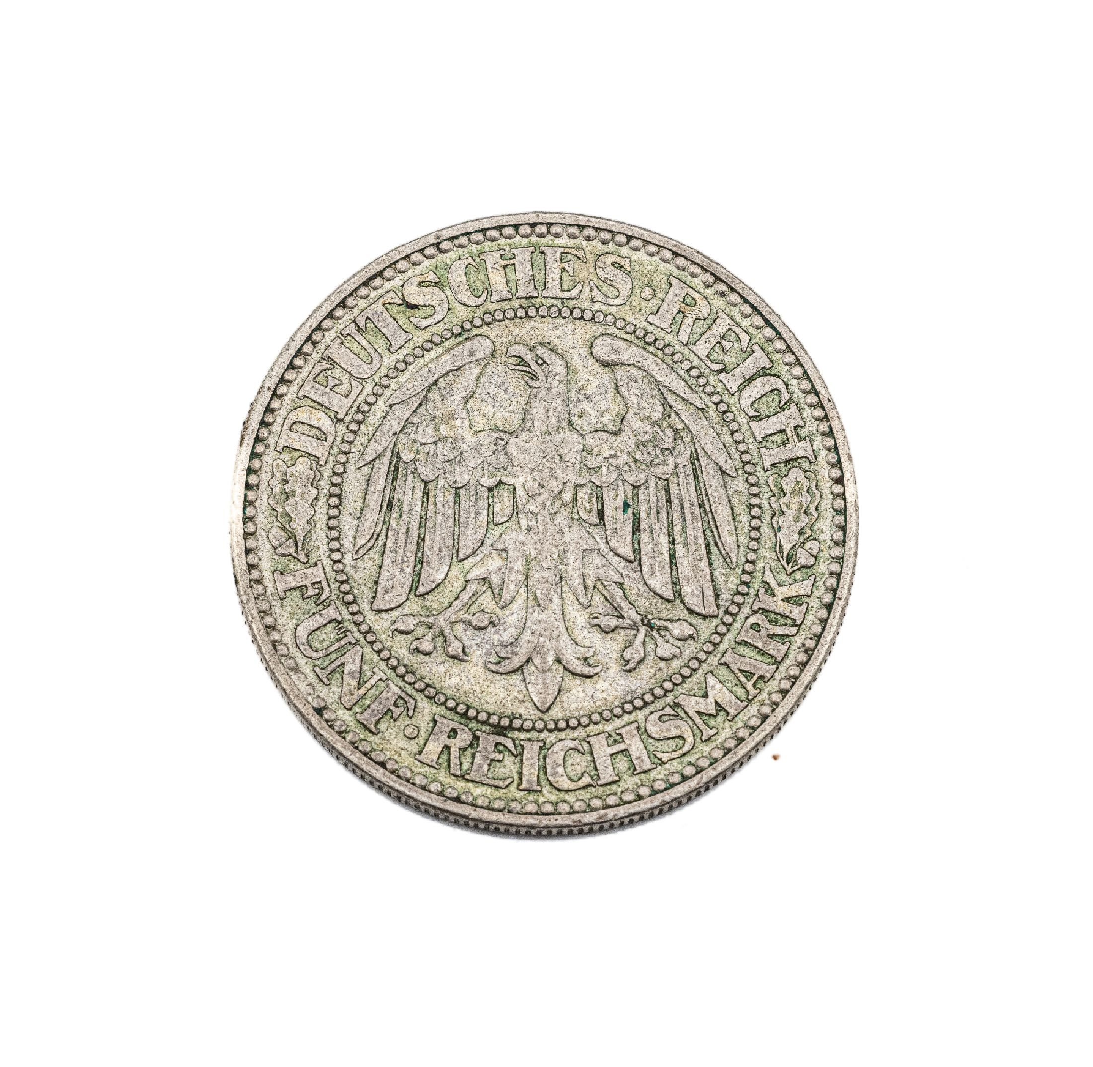 Silbermünze, 5 Mark, Deutsches Reich, 1927, Weimar, Eichbaum, Einigkeit und Recht und Freiheit, Prägemarke A