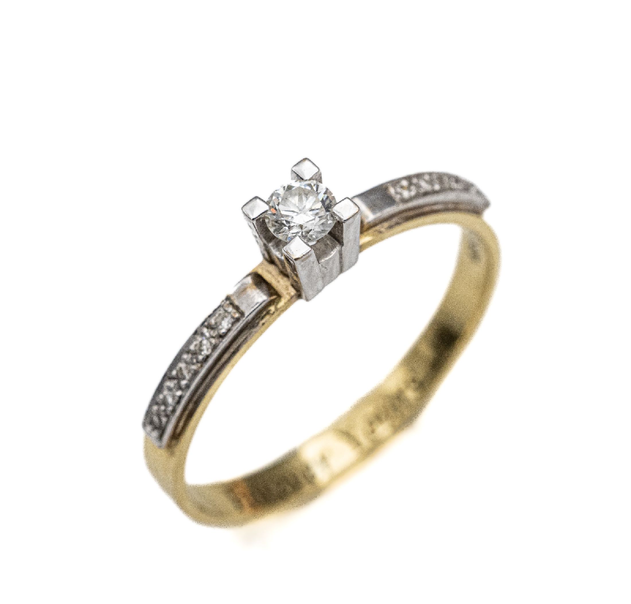 Detail b: 2-teiliger 18 kt Gold Smaragd-Brillant-Ring, sign. STORKS, GG/WG 750/000, 2 Smaragde rundfacett. zus. ca. 0.10 ct, 11 Brillanten zus. ca. 0.20 ct ...