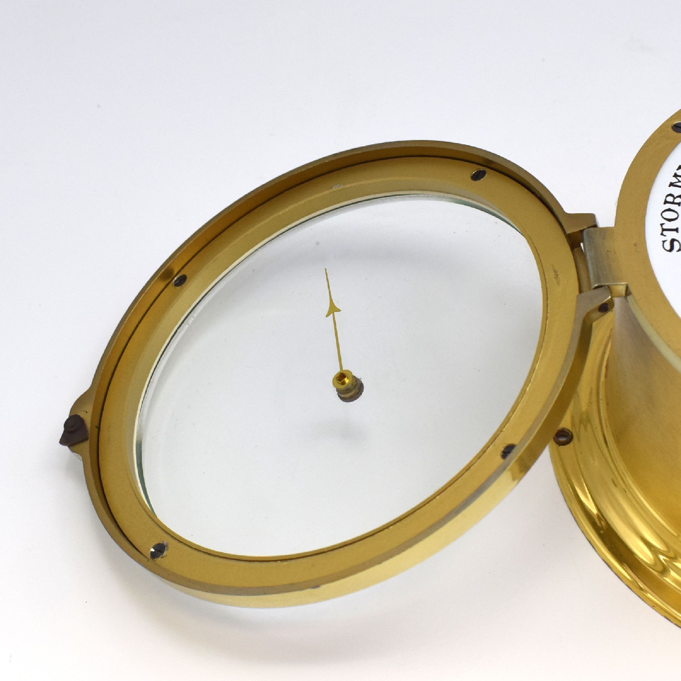 Detail f: SCHATZ Royal Mariner Glasenuhr, SCHATZ Barometer und BARIGO Hydrometer, Deutschland 2 Hälfte 20Jhd., alle in Messinggehäuse, 1) Schiffsuhr mit ...