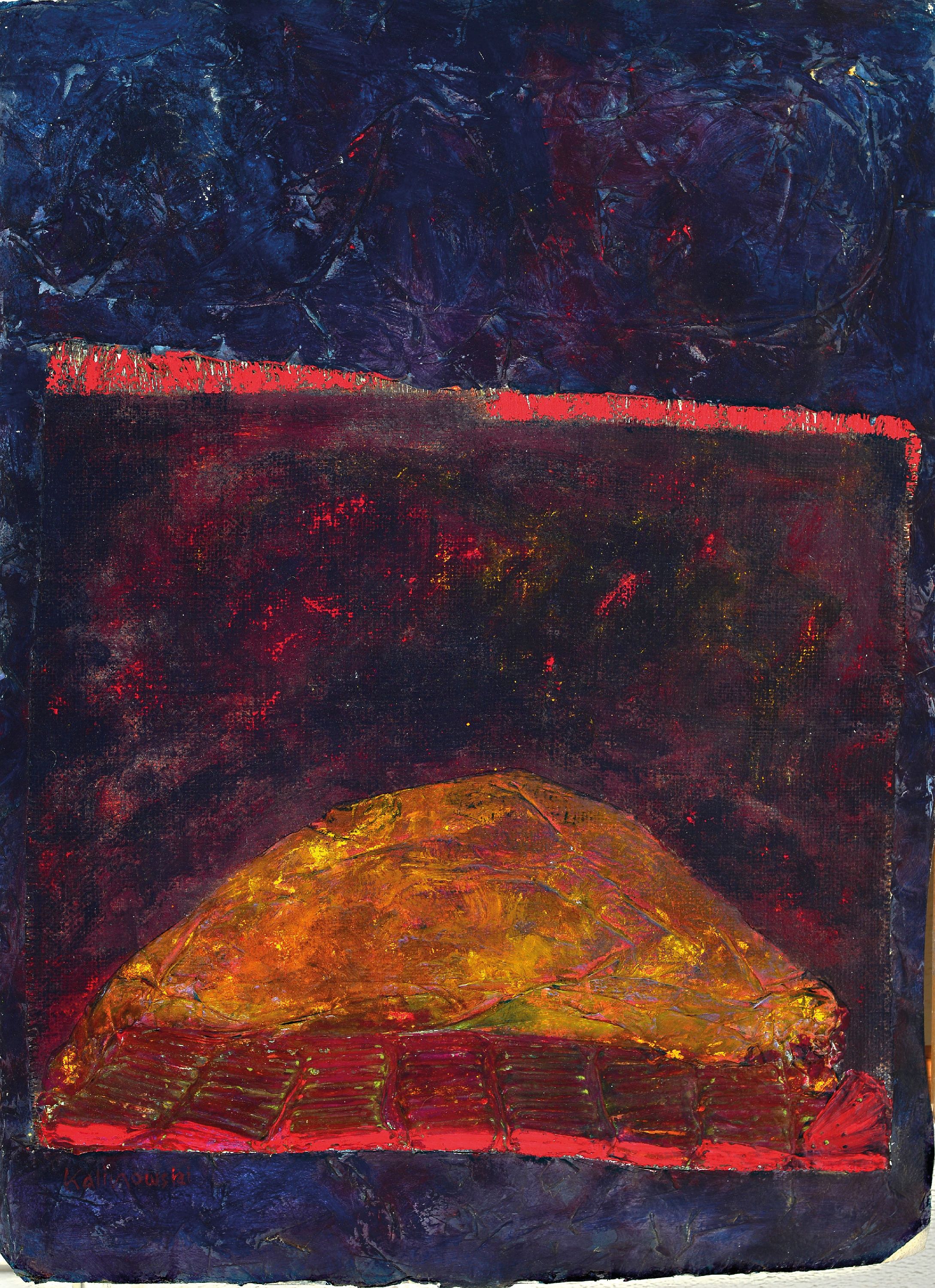 Detail k: Zuschreibung: Horst Egon Kalinowski, 1924-2013Düsseldorf, Materialbild/Assemblage, auf kräftigen Papierträger, "perdu a tout jamais" so ...