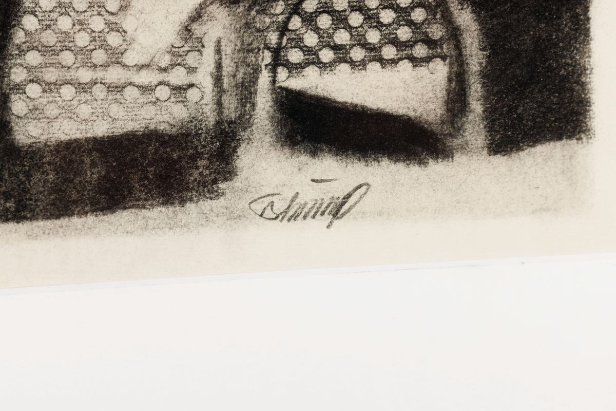 Detail a: Walter Blümel, 1921 Trautenau-1997 Leonberg,Malerlehre, Studium an der Akademie Wien, Meisterschüler bei Willi Baumeister, Kreidezeichnung, ...