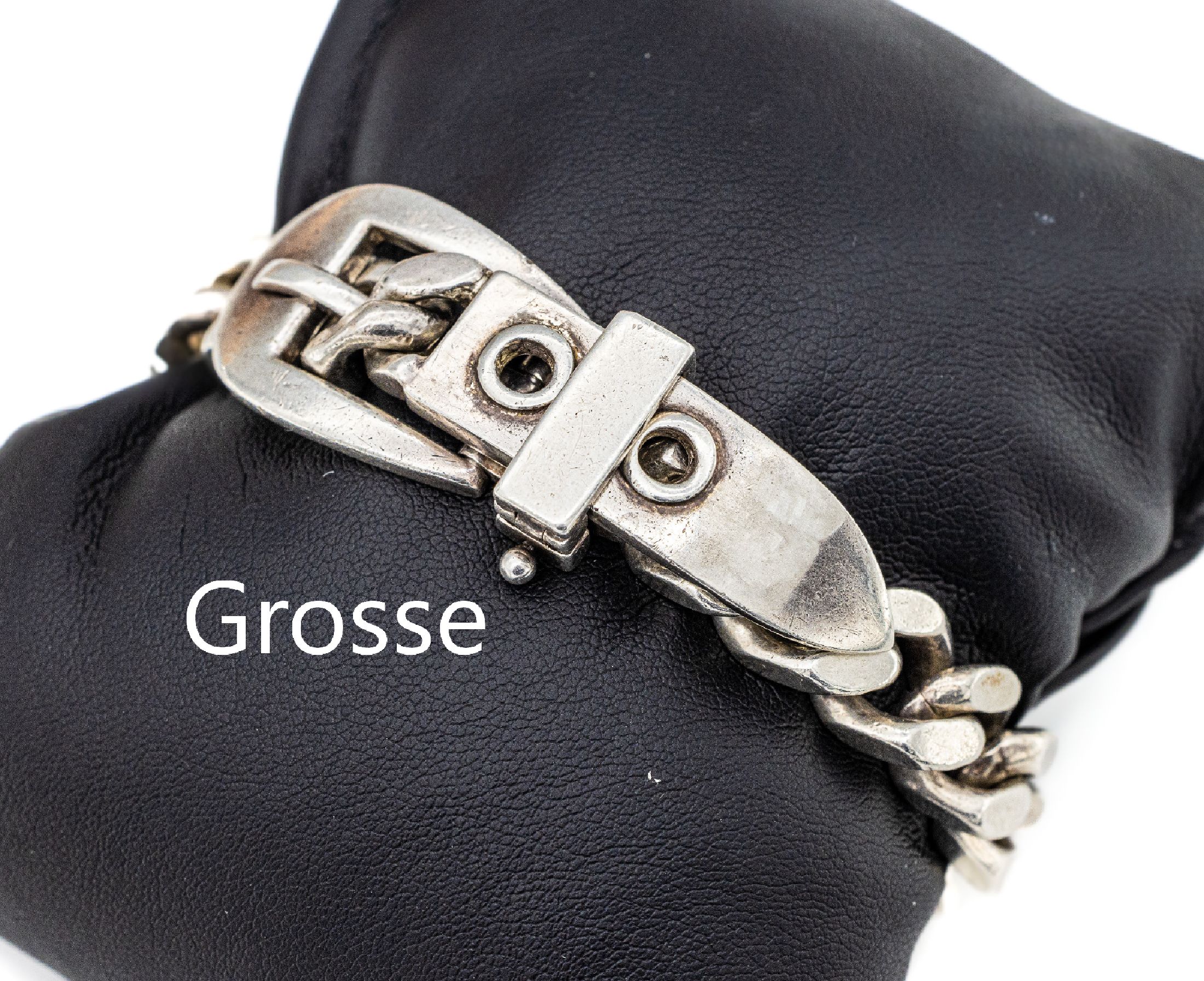 GROSSE Armband, 925er Silber, in der Form eines Gürtels, L. ca. 21 bzw. 22 cm, ca. 77.5 g, sign.
