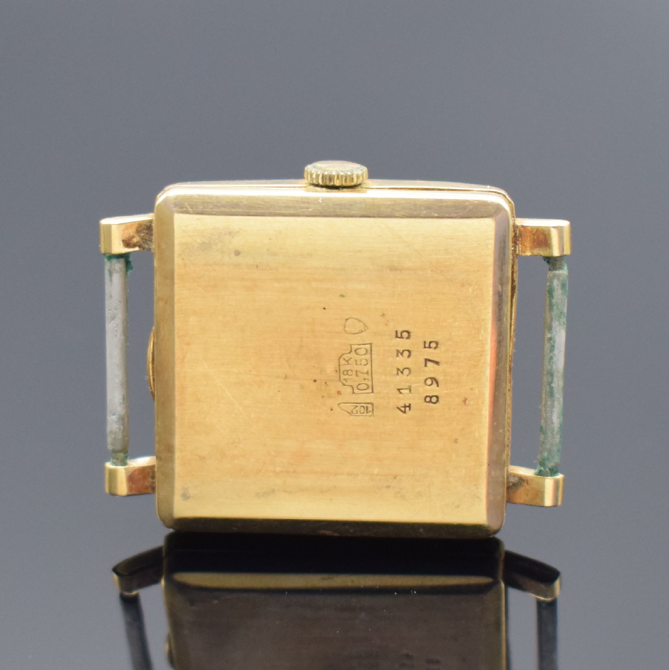 Detail b: VENDOME Armbanduhr in GG 750/000, Schweiz um 1960, Automatik, Boden aufgedr., Zifferbl. pat./fl., gold. Ind. und arab. Zahlen, gold. Zeiger, Kal. ...