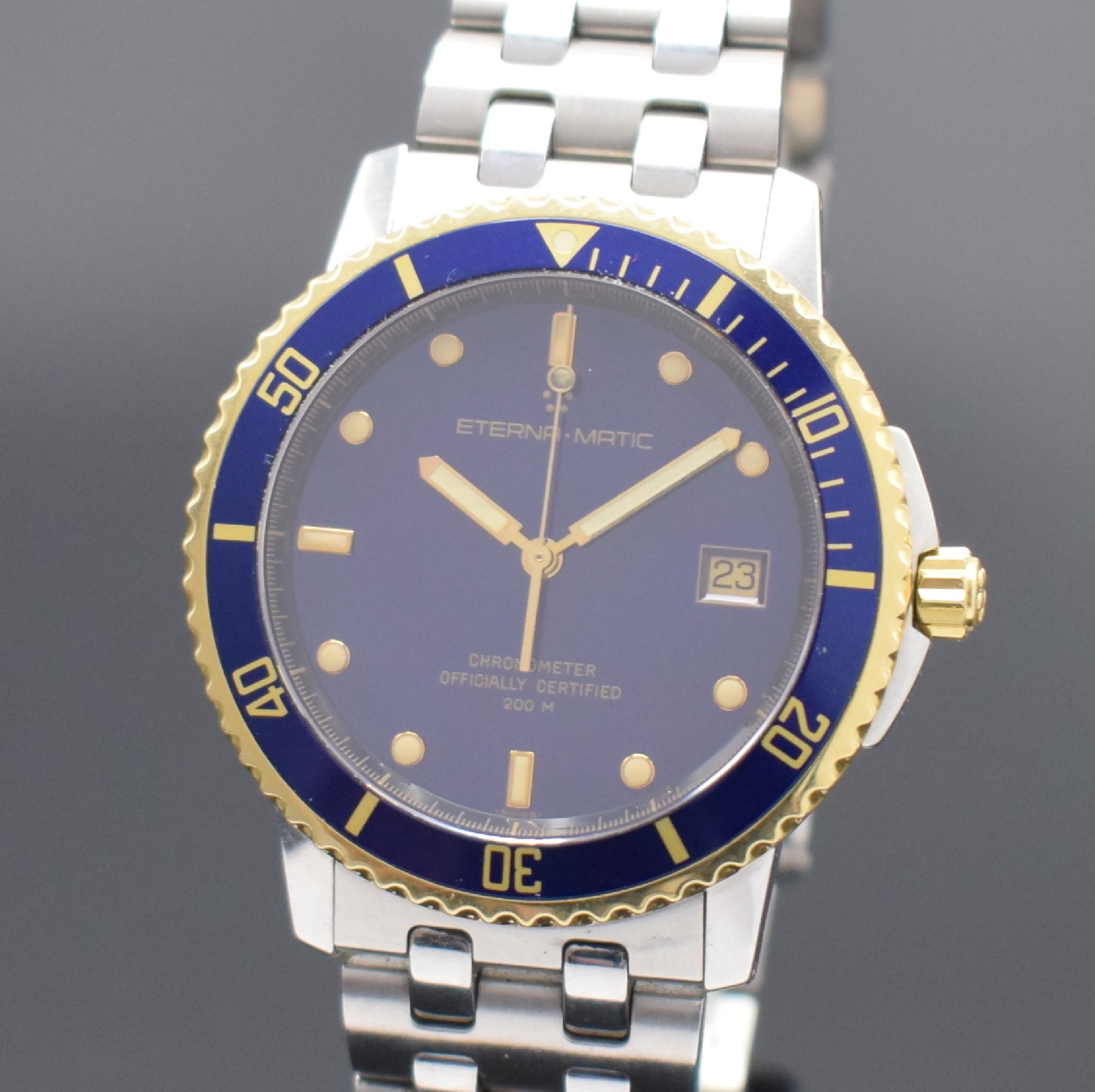 Detail a: ETERNA-MATIC Chronometer Kontiki Herrenarmbanduhr Referenz 1403.47, Schweiz um 2000, Automatik, Edelstahl und Gold komb. inkl. orig. Gliederband m. ...