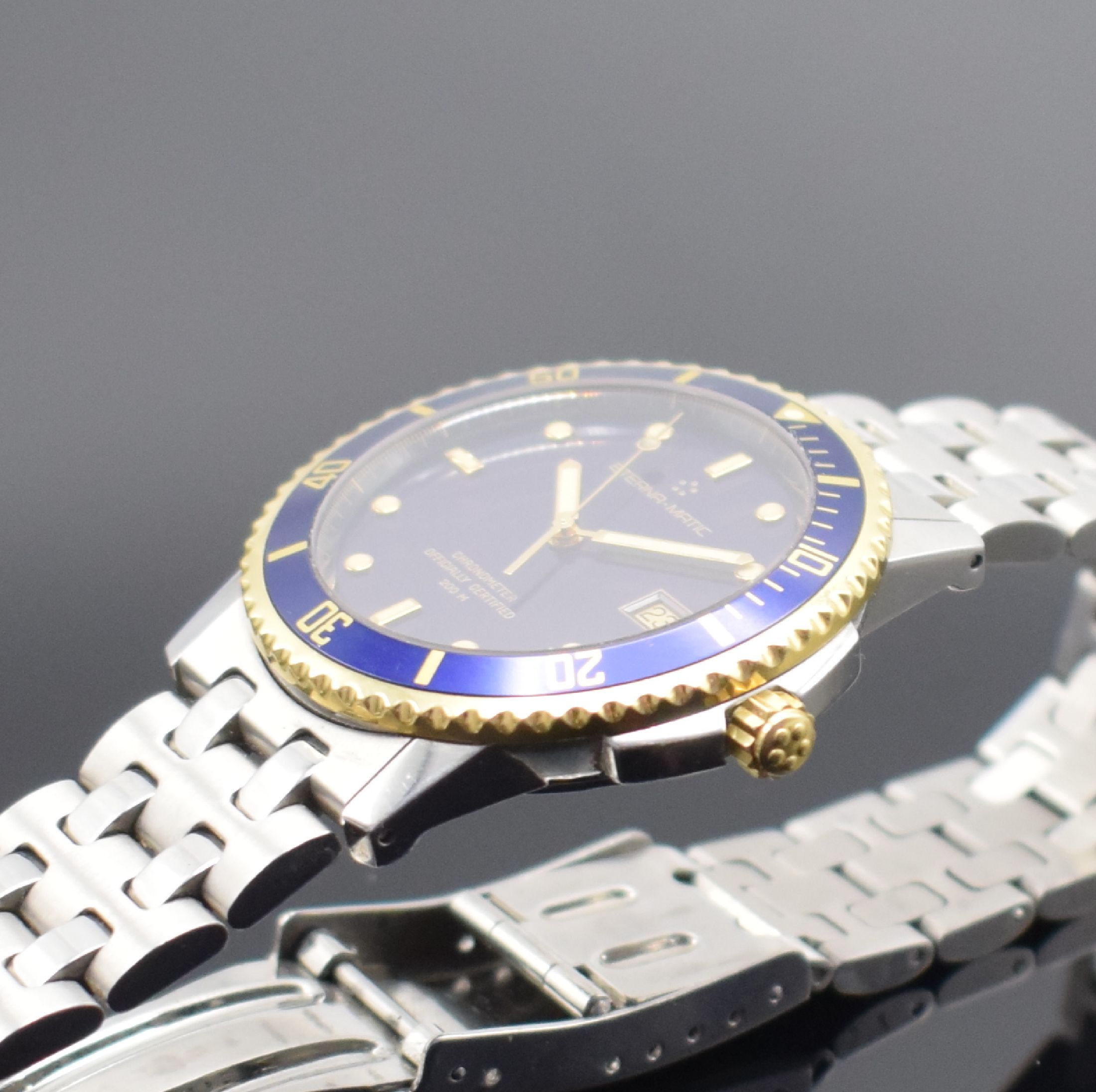 Detail c: ETERNA-MATIC Chronometer Kontiki Herrenarmbanduhr Referenz 1403.47, Schweiz um 2000, Automatik, Edelstahl und Gold komb. inkl. orig. Gliederband m. ...