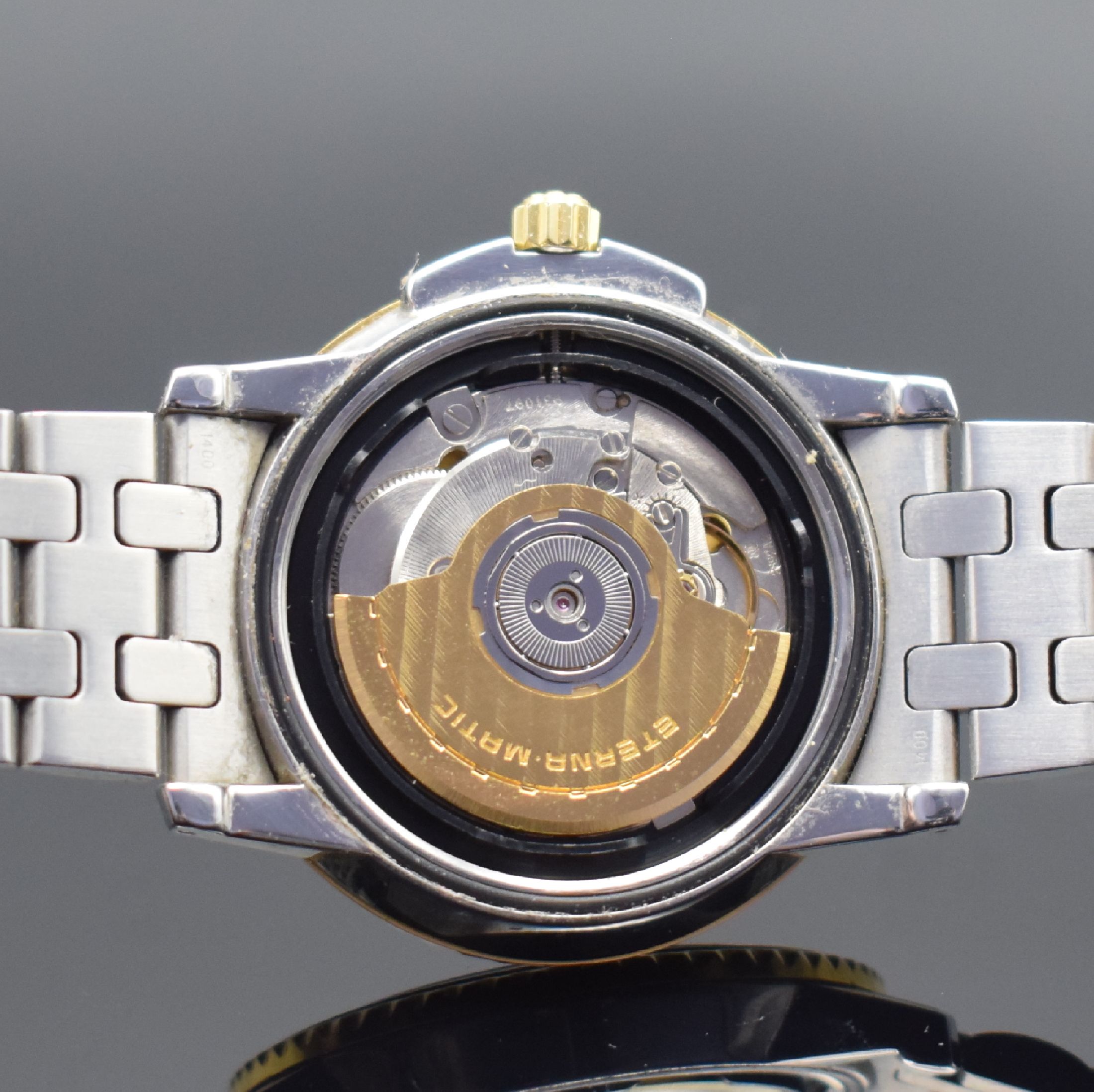 Detail e: ETERNA-MATIC Chronometer Kontiki Herrenarmbanduhr Referenz 1403.47, Schweiz um 2000, Automatik, Edelstahl und Gold komb. inkl. orig. Gliederband m. ...