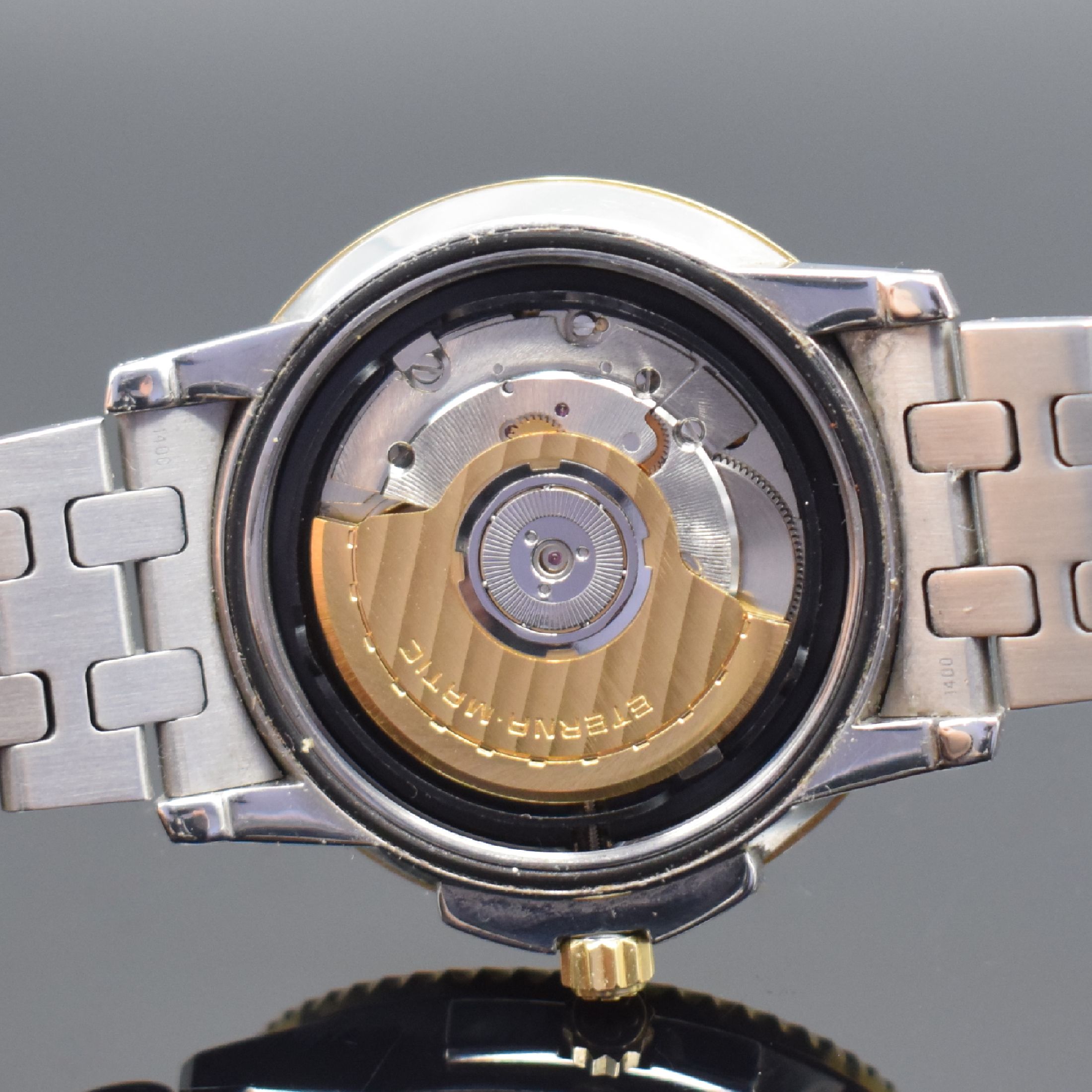 Detail f: ETERNA-MATIC Chronometer Kontiki Herrenarmbanduhr Referenz 1403.47, Schweiz um 2000, Automatik, Edelstahl und Gold komb. inkl. orig. Gliederband m. ...