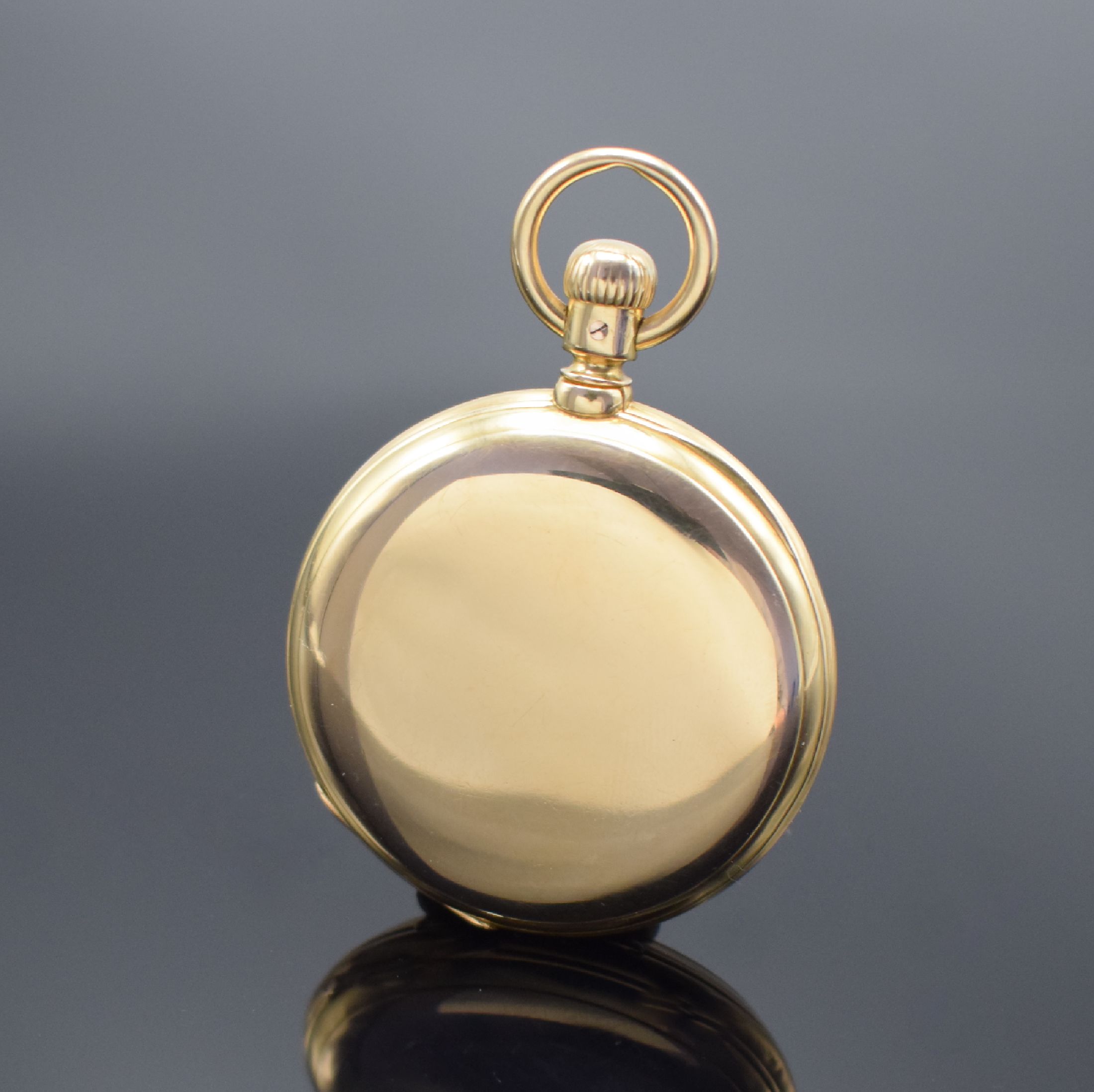 Detail c: A. LANGE & SÖHNE / E. KUTTER Stuttgart 1A Savonette Herrentaschenuhr in GG 750/000, Deutschland um 1885, schweres 3 Deckel- Goldgeh. mit a-goutte ...