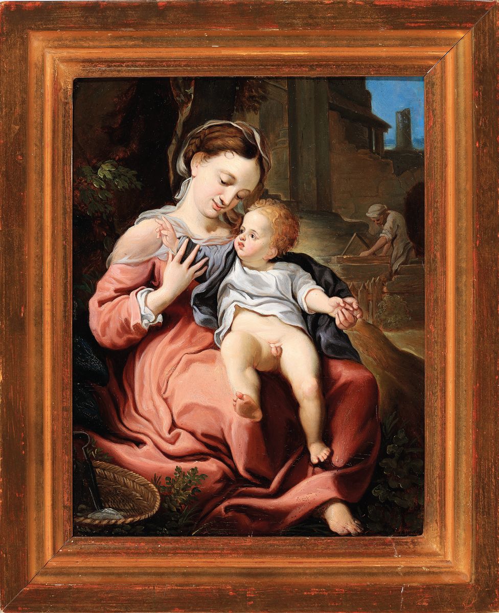 Detail k: Jerome Ambrosini, 1810-1883 London, Die Madonna mit dem Korb, Kopie nach dem gleichnamigen Werk von Antonio da Corregio, das um 1525 entstand und ...