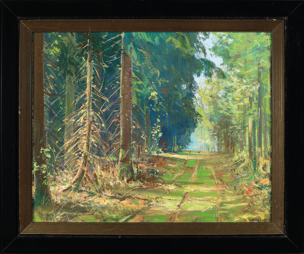 Detail k: Franz Josef Blaschke, 1916-1984 Köln, Im Oberbusch bei Ratingen, Öl/Malkarton, rechts unten signiert, rückseitig betitelt, ca. 24x30cm, R. ca. ...