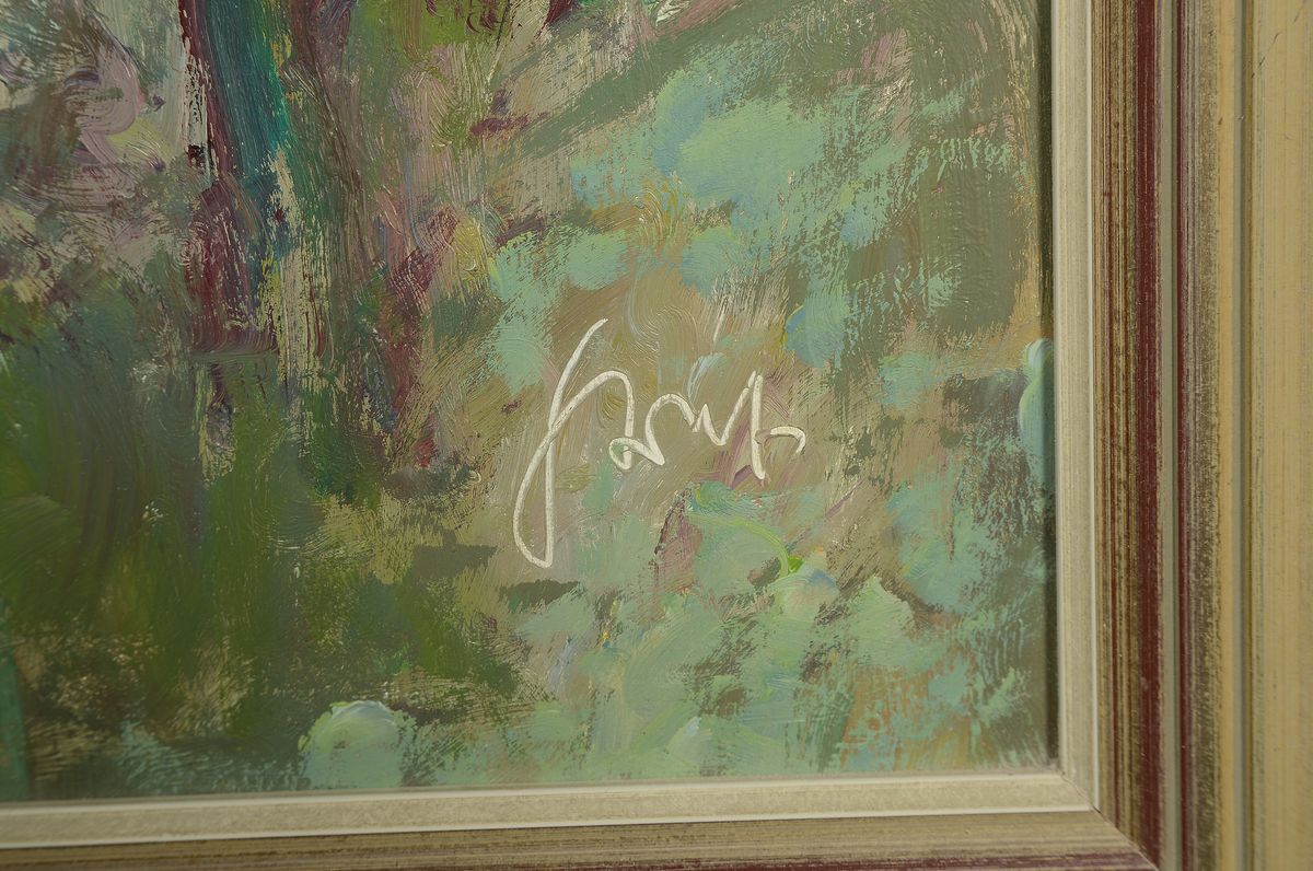 Detail a: Karl Graf, 1902 Rothenburg ob der Tauber-1986 Speyer, Blick vom Haardtrand in die Rheinebene, Öl/Hartfaser, rechts unten signiert, ca. 80x100cm, R. ...