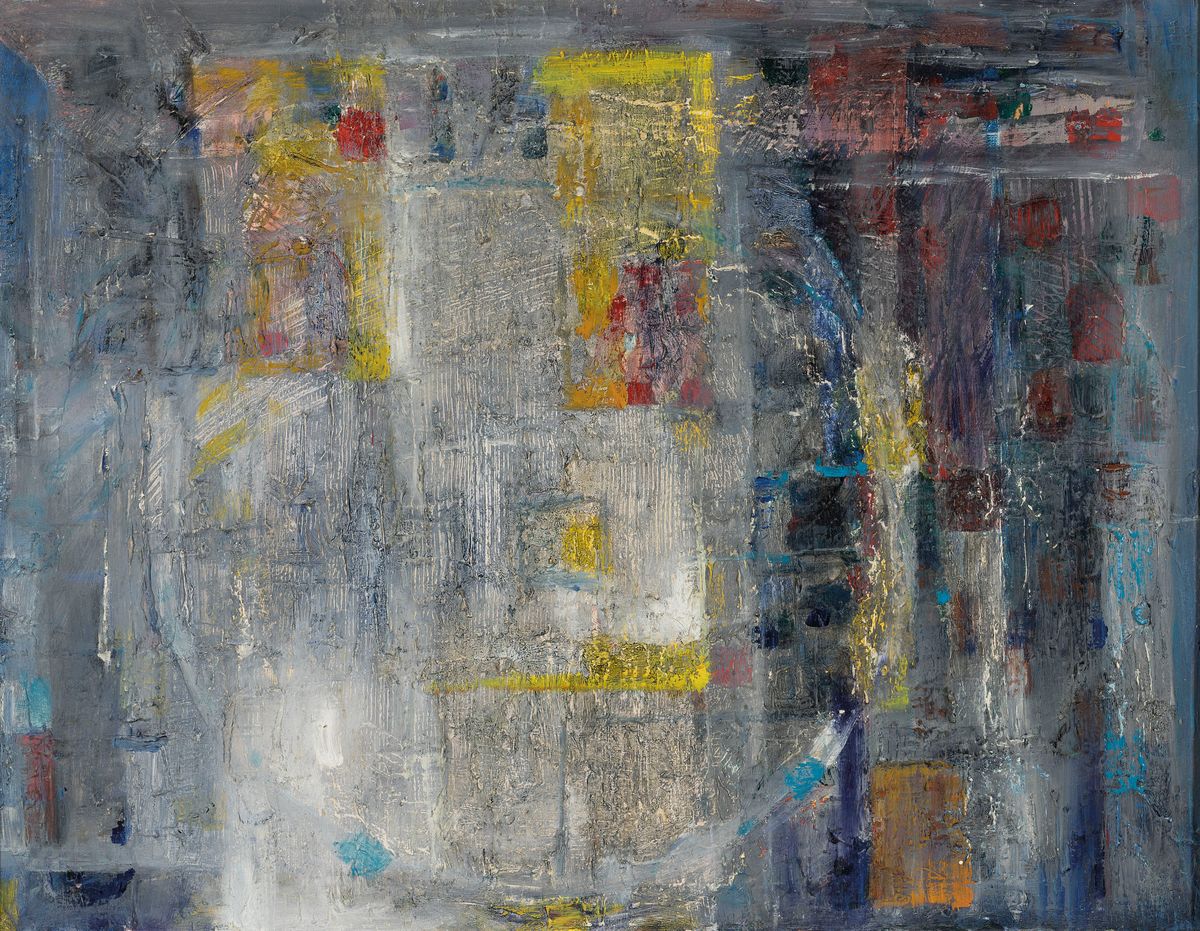 Otto Ditscher, 1904 Neuhofen-1987, Abstrakte Komposition, Öl/Malkarton, ca. 50x65cm, R. ca. 60x75cm