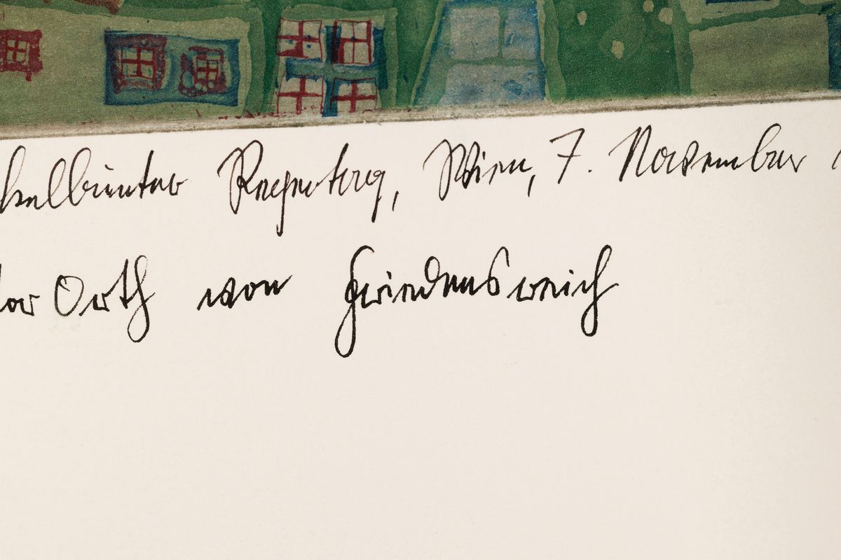Detail a: Friedensreich Hundertwasser, 1928-2000, Dunkelbunter Regentag, Farblithographie von 1978, handsigniert und num. 259/280,