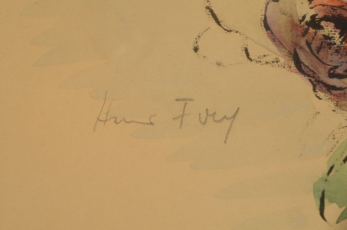 Detail a: Hanns Fay, 1888 Frankenthal-1957 Neustadt a. d. Weinstraße, Blumenstillleben, Tusche und Aquarell auf Papier, signiert, ca. 55x40cm, leicht ...
