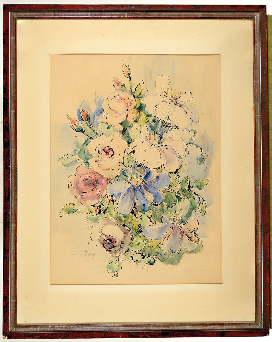Detail k: Hanns Fay, 1888 Frankenthal-1957 Neustadt a. d. Weinstraße, Blumenstillleben, Tusche und Aquarell auf Papier, signiert, ca. 55x40cm, leicht ...
