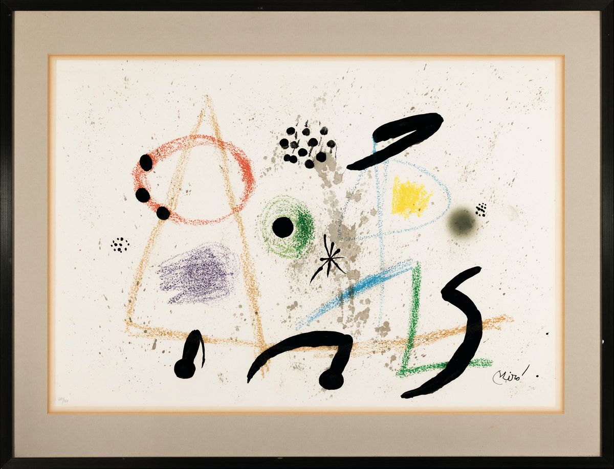 Detail k: Joan Miró Maravillas con variaciones acrosticas, Farblithographie, Doppelblatt mit Bugfalte, drucksigniert, num. 239/300,