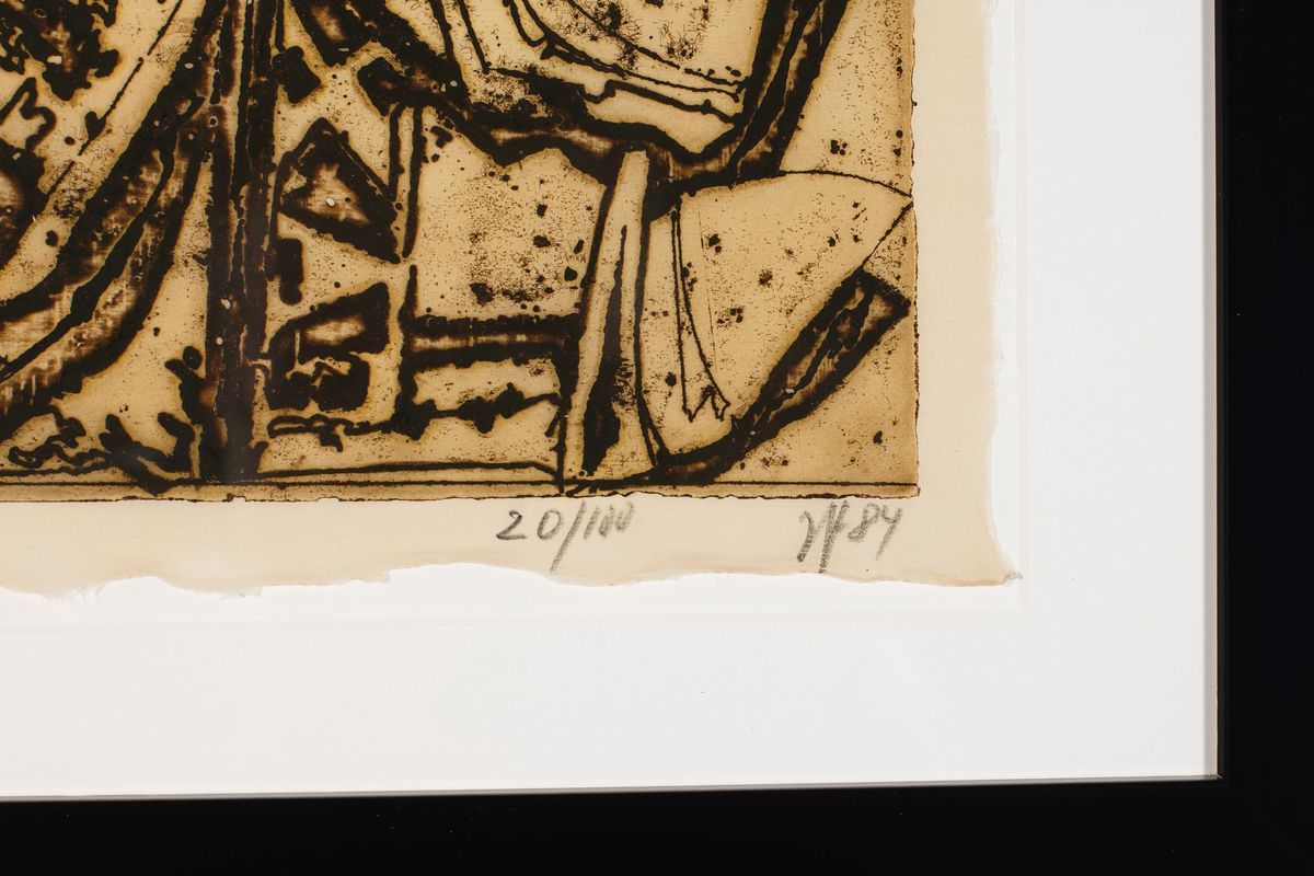 Detail a: Horst Janssen, 1929 - 1995, Farbradierung auf Chinabütten, handsigniert, num. 20/100, aus 1984, seltene Variante des ersten Zustands, Dosen und ...