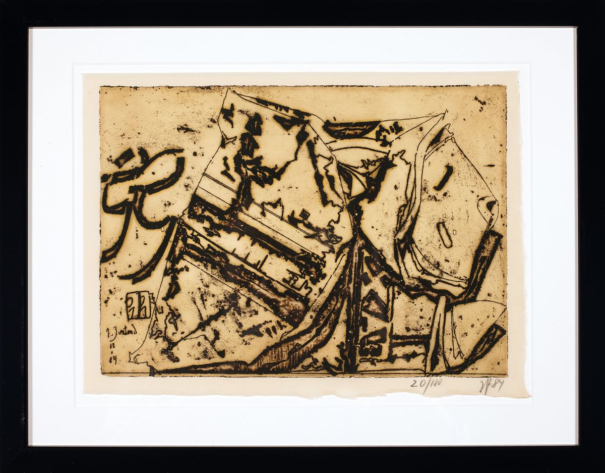 Detail k: Horst Janssen, 1929 - 1995, Farbradierung auf Chinabütten, handsigniert, num. 20/100, aus 1984, seltene Variante des ersten Zustands, Dosen und ...