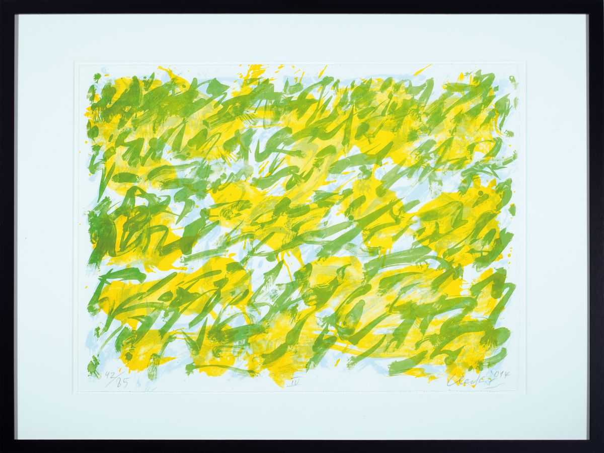 Detail k: Günther Uecker, geb. 1930, Farblitho auf 250 g Velin BFK Rives blanc, handsigniert und num. 42/85, Blattgr. 45 x 60 cm, Rahmengr. ca. 62 x 82 cm