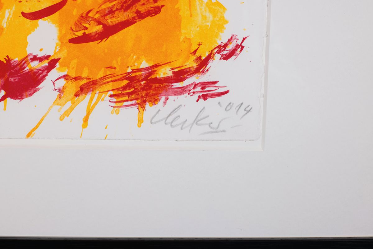 Detail a: Günther Uecker, geb. 1930, Farblitho auf 250 g Velin BFK Rives blanc, handsigniert und num. 42/85, Blattgr. 45 x 60 cm, Rahmengr. ca. 62 x 82 cm