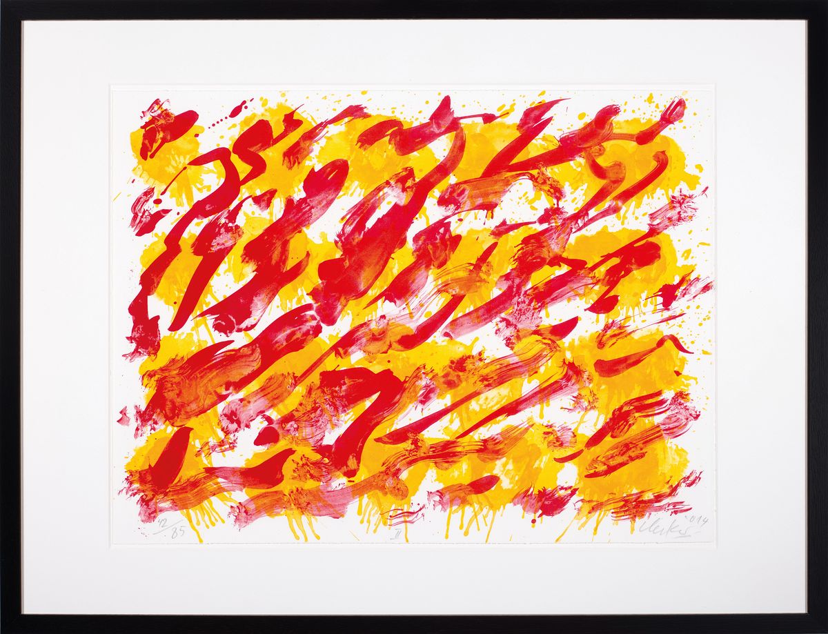 Detail k: Günther Uecker, geb. 1930, Farblitho auf 250 g Velin BFK Rives blanc, handsigniert und num. 42/85, Blattgr. 45 x 60 cm, Rahmengr. ca. 62 x 82 cm