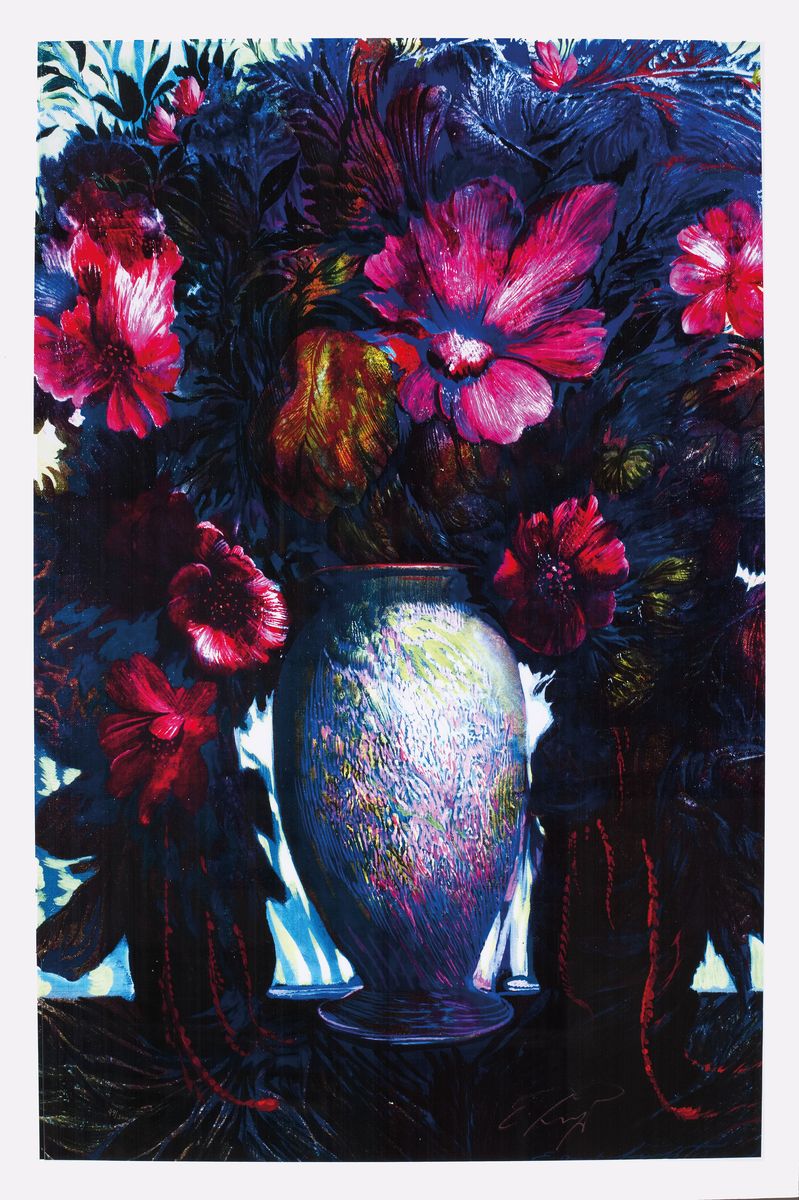 Detail k: Ernst Fuchs, 1930 - 2015 Wien, zwei Giclée-Drucke auf Leinwand, aus 2012, beide handsigniert, Titel: "Großes blaues Blumenbouquet" und ...