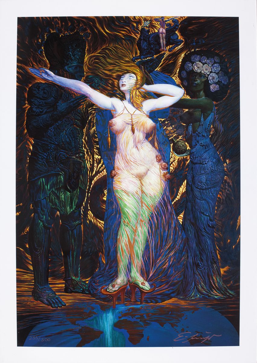 Detail k: Ernst Fuchs, 1930 - 2015 Wien, zwei Giclée-Drucke auf Leinwand, aus 2012, beide handsigniert, Titel: "Die Einkleidung der Esther" und ...