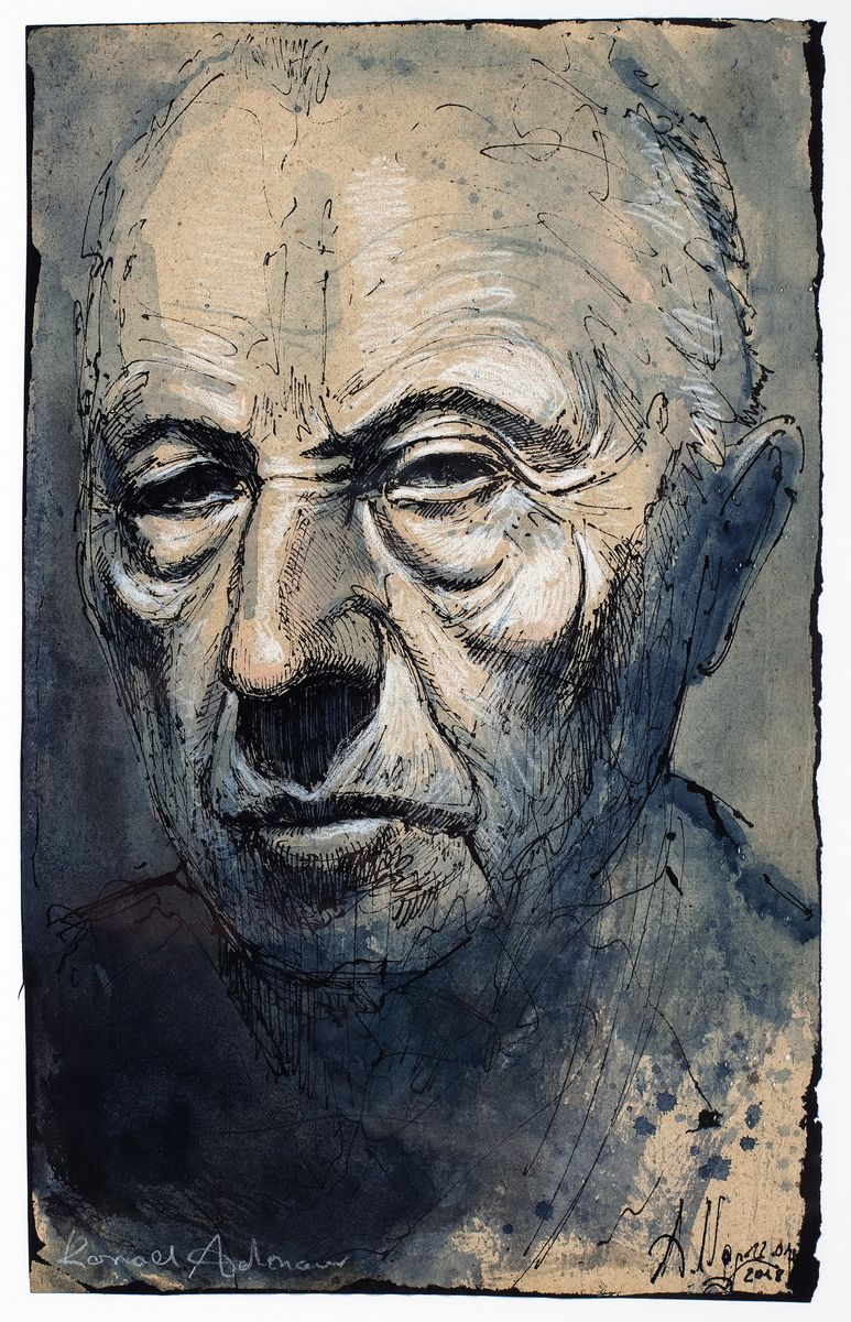 Andreas Noßmann, geb. 1962 in Hilden, Federzeichnung, Aquarell und Farbstift auf antikisierendes Papier, handsigniert, datiert 2018 und betitelt: ...