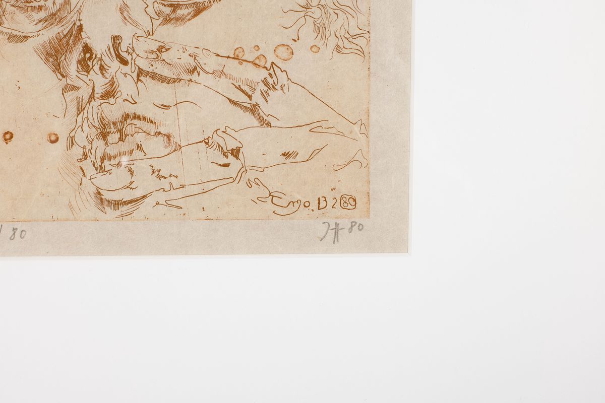 Detail a: Horst Janssen, 1929 - 1995, Radierung auf feinem Japanpapier, unten re. handsigniert und datiert (19)80, li. u. num. 7/80, Selbstporträt, Blattgr. ...