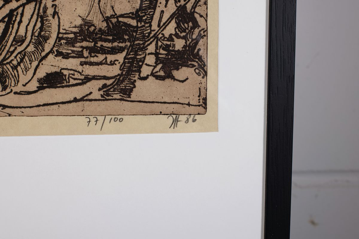Detail a: Horst Janssen, 1929 - 1995, Radierung, Aquatinta und Kaltnadel auf Japanpapier, Titel: Annettchen- seine Bäume" aus der Radierfolge ...