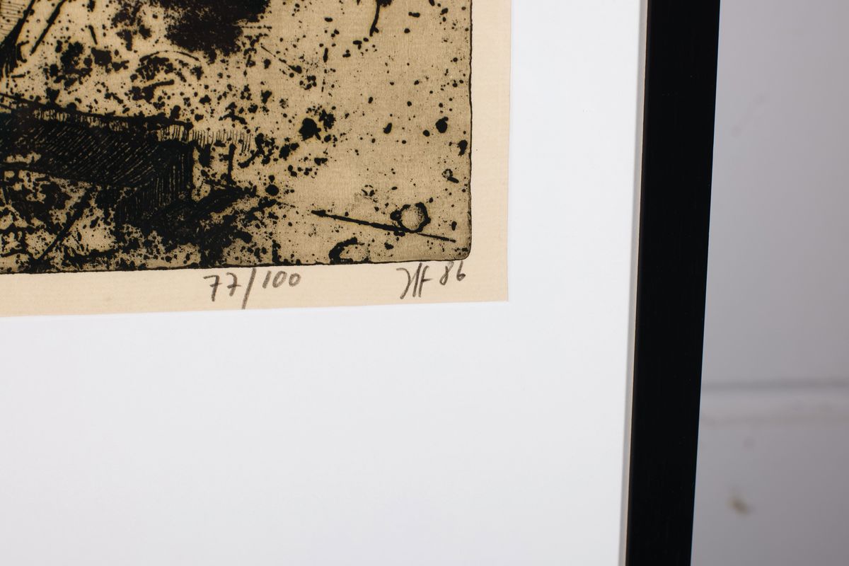 Detail a: Horst Janssen, 1929 - 1995, Radierung, Aquatinta und Kaltnadel auf Japanpapier, 5.7.86 aus der Radierfolge "Lakoon", aus 1986, handsigniert ...