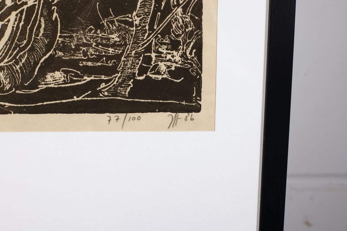 Detail a: Horst Janssen, 1929 - 1995, Radierung, Aquatinta und Kaltnadel auf Japanpapier, "Annettchen- seine Bäume", aus der Radierfolge ...