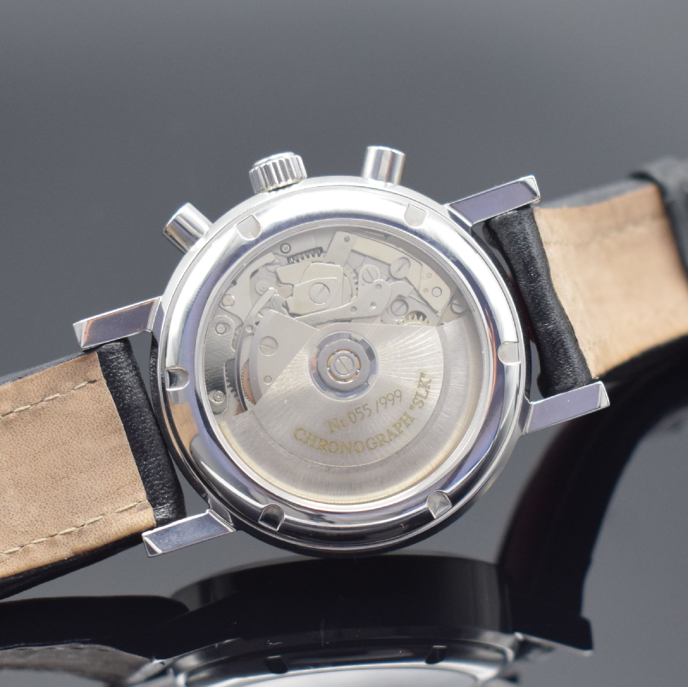 Detail d: MERCEDES BENZ SLK auf 999 Stück limitierte Herrenarmbanduhr mit Chronograph, Schweiz/ Deutschland verk. lt. beil. Gar.-Karte 01/1997, Automatik, ...