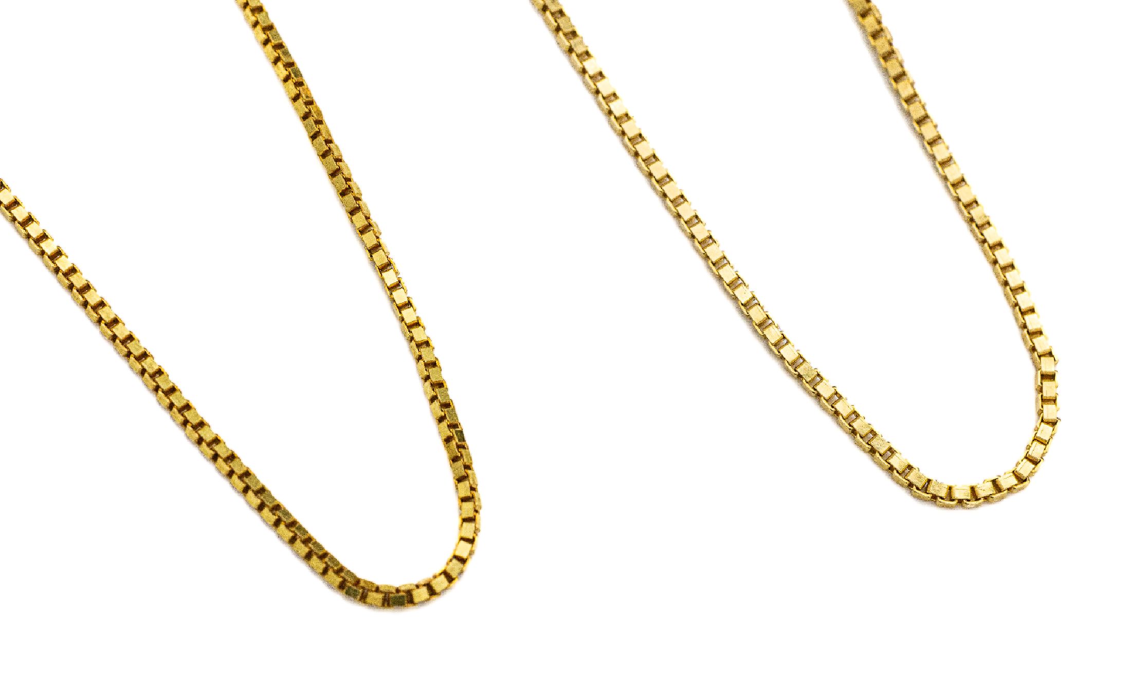 Konvolut 2 8 kt Gold Ketten, GG 333/000, Venezianerketten, L. ca. 60 bzw. 45 cm, Federringschließen, total ca. 7.8 g