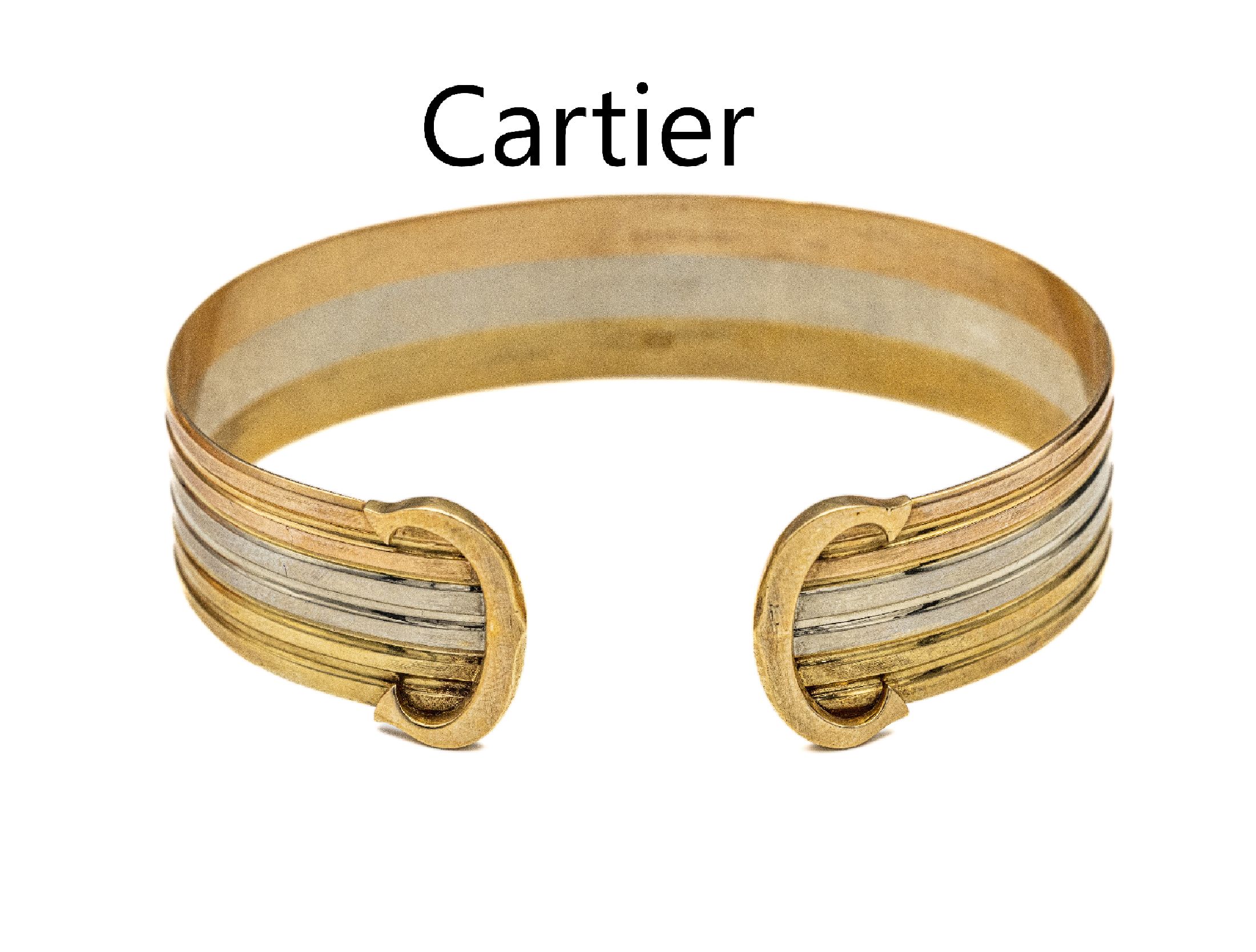 18 kt Gold CARTIER Armspange, GG/WG/RG 750/000, typ. CC Zeichen, sign. und num., 6.8 x 5.5 cm, Öffnung 2 cm, ca. 33.1 g